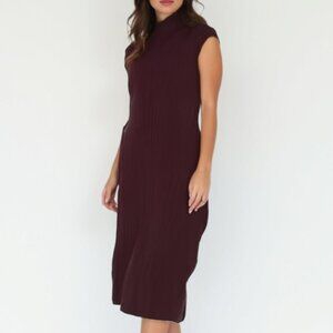 ❤️ SILVER SEANS CO. Sleeveless Burgundy Sweater Dress wool blend L NWT